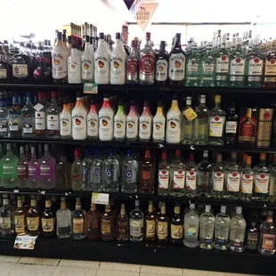 a display of alcohol bottles