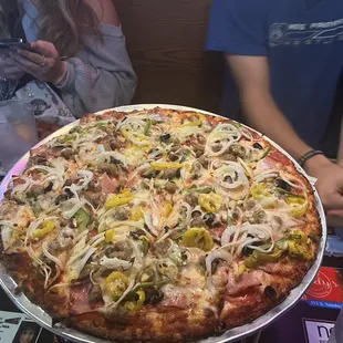 our pizza grandkids in the background