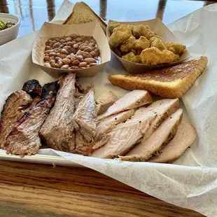 2-meat combo: brisket &amp; turkey; pink beans &amp; fried okra