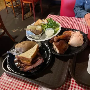 Ribs and Half Smoked Beer Can Chicken Dinner