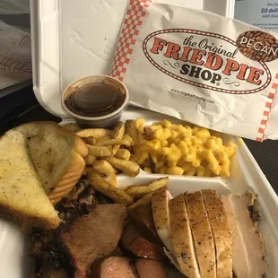 3 meat plate with a fried pie!