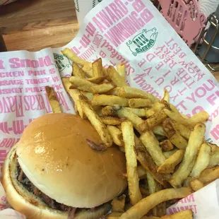 Chopped beef sandwich basket