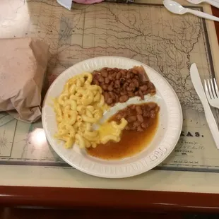 Beans and mac and cheese