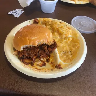 Sloppy Joe with a double helping of the scalloped potatoes