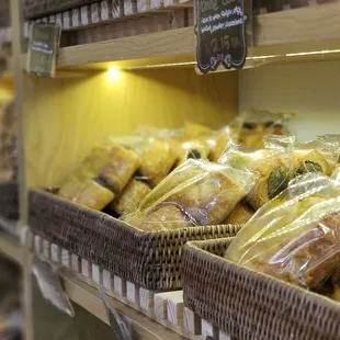 a variety of breads on display