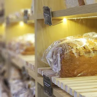 shelves of bread and pastries
