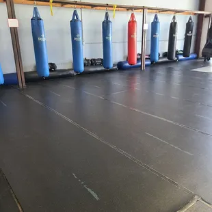 Many boxing bags to train with