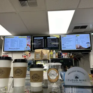 coffee cups and menus