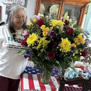 My wife Rebecca and her Anniversary Bouquet