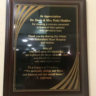 Dr. Dennis made the creation of the wall dedicated to his patients that served!