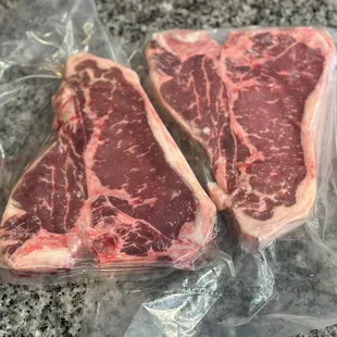 T-bone steaks they were out of porterhouse so got these fresh cut for me right then and there whatever thickness you want