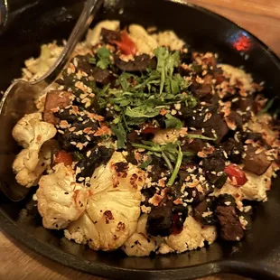 Cauliflower and mushrooms! Queso on the side and not pictured