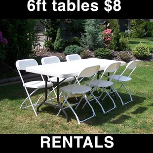 6ft tables $8/each