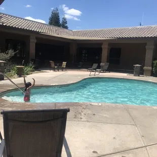 Pool area is spacious and nice