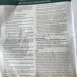 Park rules as of 8/2021