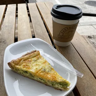 Broccoli quiche and chai latte