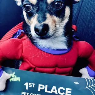 We both dressed up for Halloween and won first place!