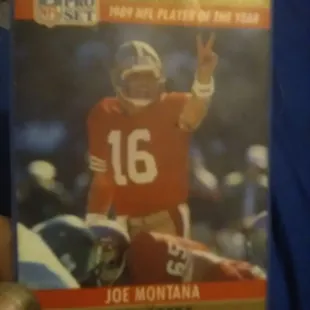 Pro set #2 joe montana error card with Jim kellys passing yards same as Joe Montana's.in perfect condition been in a cover