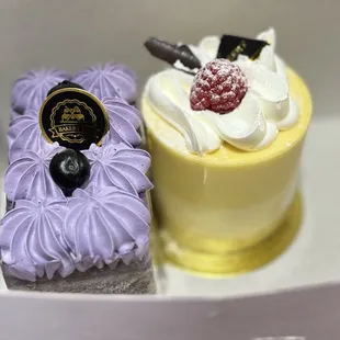 Taro and mango desserts