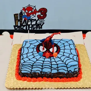 Black Forest cake: customised to Spiderman Theme