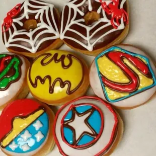 a variety of decorated cookies