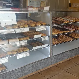 a display case full of donuts