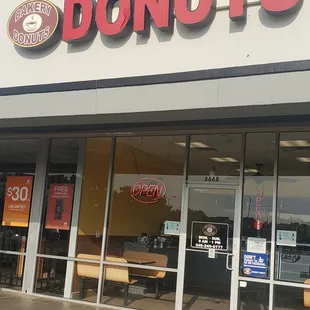 the front of a donut shop