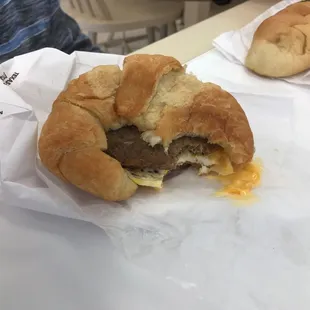 Delicious sausage egg and cheese croissant