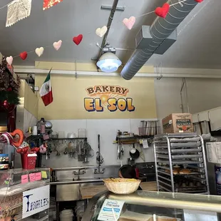 the interior of a bakery
