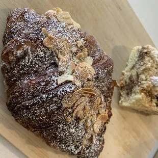 Almond croissant and coffee cake