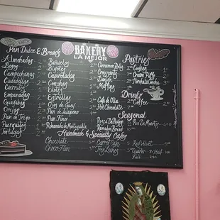 Updated prices on bakery menu - 12/22/2021