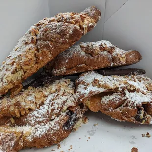 Twice baked almond and chocolate-almond croissants