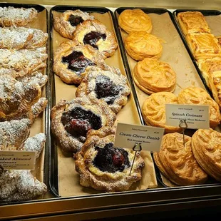 a variety of pastries on display