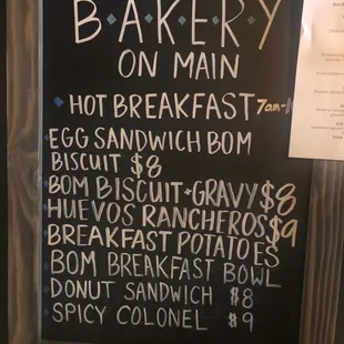 Menu-hot breakfast