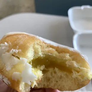 Lemon  filled Glazed Donut.