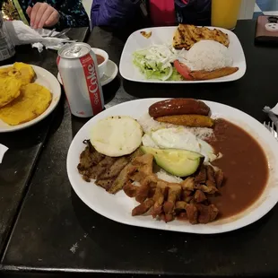 two plates of food on a table