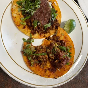 Tacos de pastor. I realized I forgot to take a pic and took a bite. Yummy