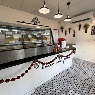 the interior of a bakery