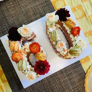 Strawberry pistachio number cake!