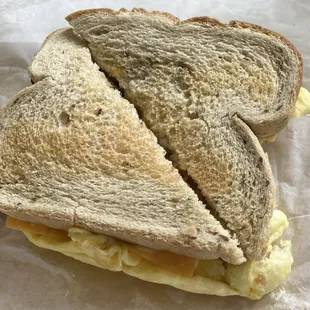 Sausage Egg Cheese sandwich on Rye