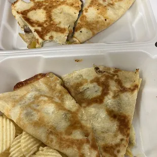 Steak quesadilla delicious with blue cheese, provolone &amp; banana peppers