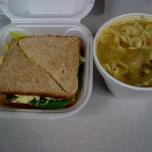 Their egg salad with chicken noodle soup! Amazing!