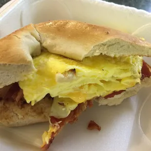 Bacon, egg, and cheese bagel