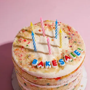 a cake with candles on top