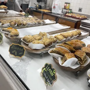 a variety of pastries on display