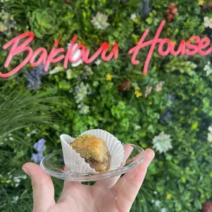 a hand holding a cupcake