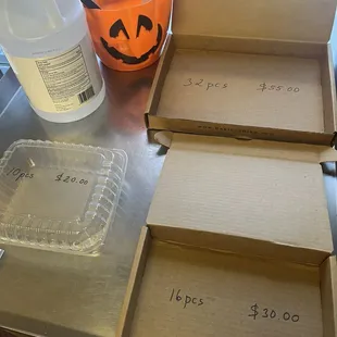 Prices and sizes