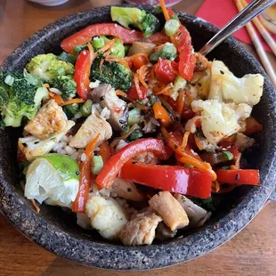 Stone pot beef and chicken combo