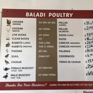 Menu price as of May 8 2021