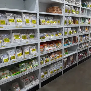 shelves of goods in a store